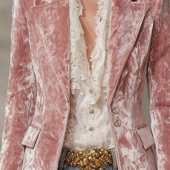 Elegant Pink Women's Single-Breasted Blazer Jacket - Picture 4 of 5